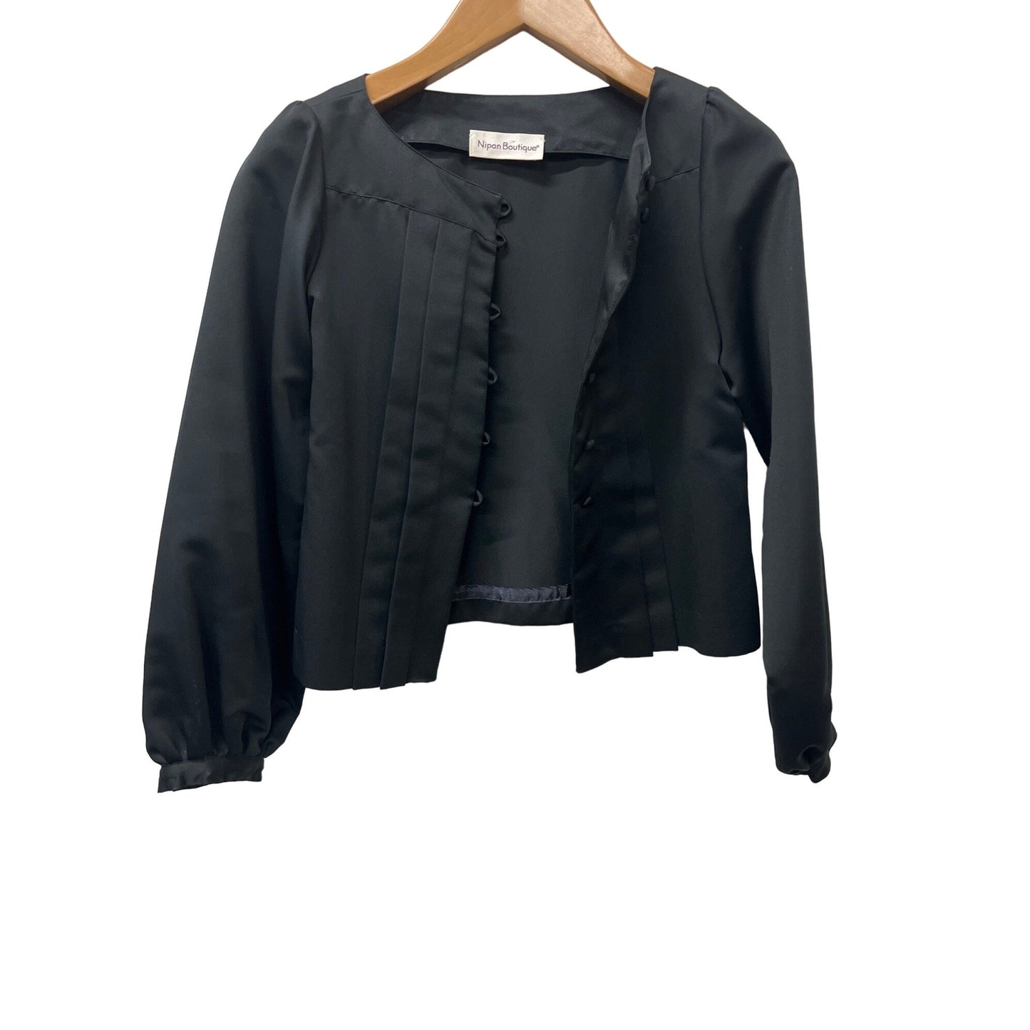 Vintage Nipon Boutique Two-piece Skirt Jacket Set Black Setin Suit