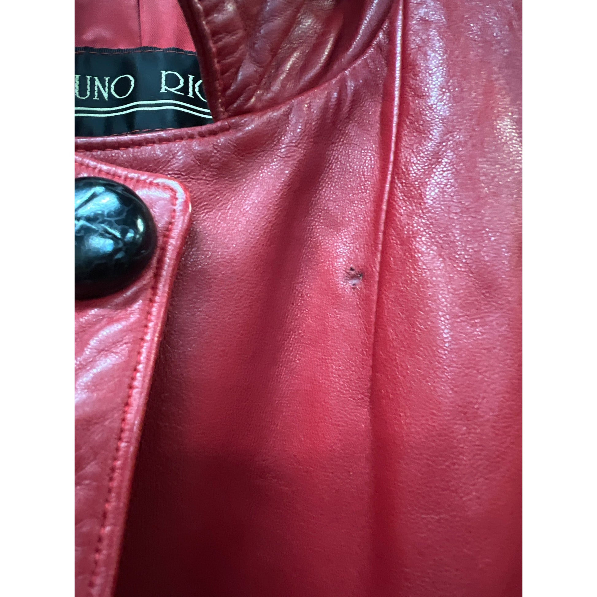 Bruno Ricci Leather Oversized Coat Red Full Jacket