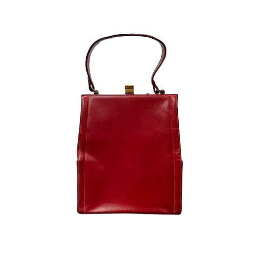 Vintage Handbag Structure Carry on Leather Red Bag