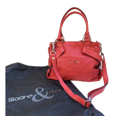 Sloane & Alex Bag Ruby Red Leather Tote Handbag Street Style High End Designer