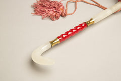 Red Vintage Umbrella Lucite Plastic Intricate Handle and Tassel Nylon Quality Rain Accessory