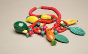Fruit Salad Jewelry Novelty Whimsical Vintage Wooden Necklace
