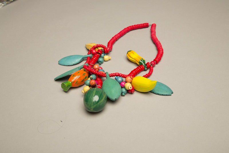 Fruit Salad Jewelry Novelty Whimsical Vintage Wooden Necklace