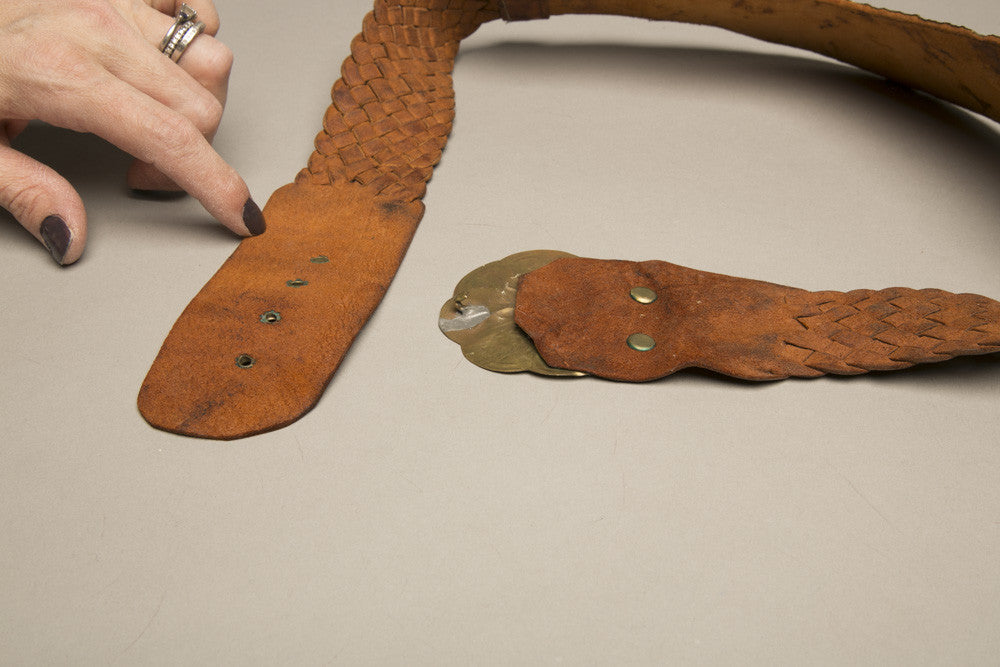 Bohemian Leather Belt Brass Bold Brown Handcraft Vintage Accessory