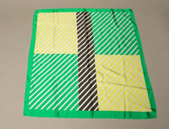 Vintage Scarf Geo Metro Color Block Geometric Stripes Yellow Green Black White