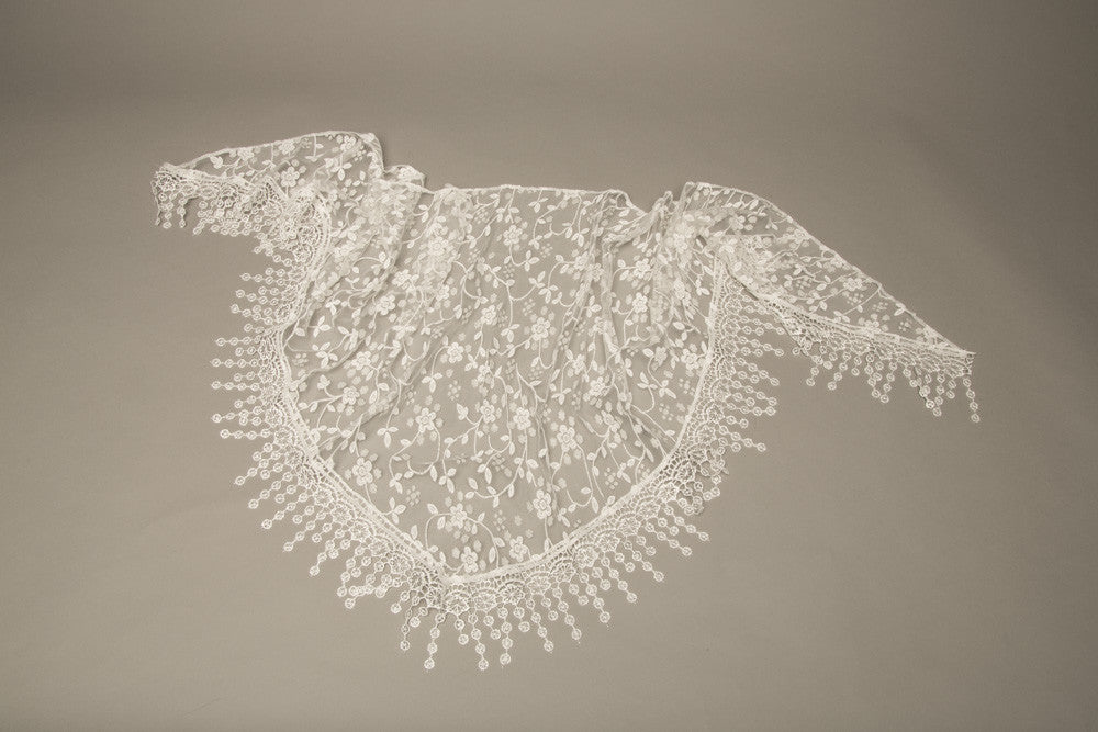 White Lace Shawl Vintage Floral Scarf Feminine Accessory