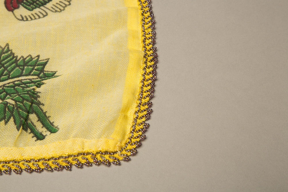 Super Hand-Painted Floral Beaded Scarf Vintage Accessory