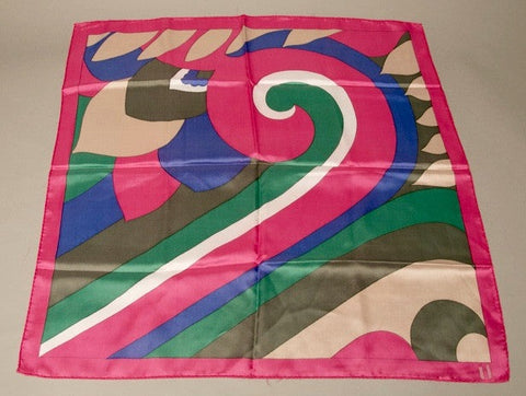 Vintage Scarf Pink Magenta Blue Green Tan Bold Head wrap Accessory