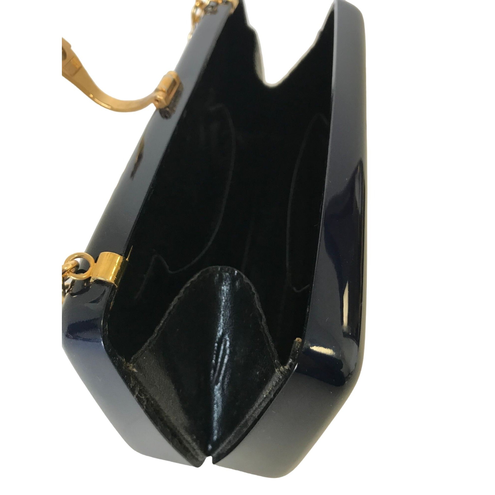 Vintage Lucite Structured Bag Navy Blue Classic Lucite Box Clutch Crossbody Shoulder Bag