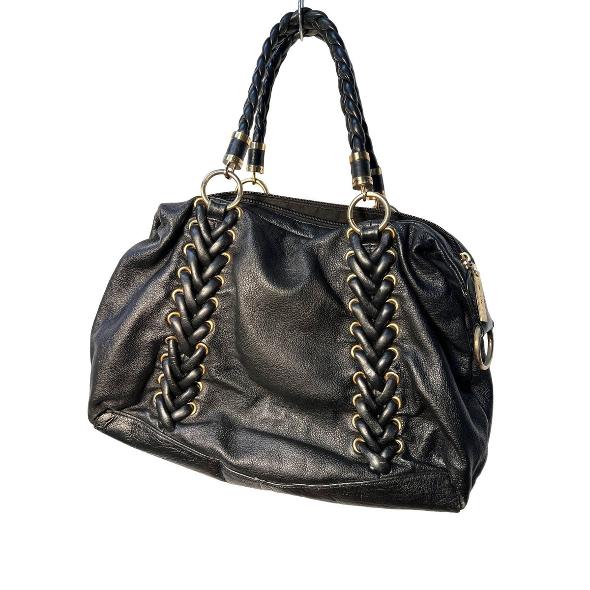 Tahari Handbag Black Leather Satchel Carryall Bag