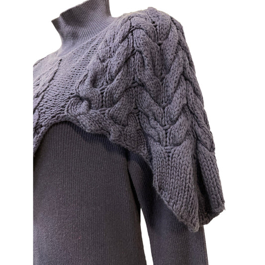 Vivienne Tam Dresses Purple Indigo Knit Shawl Sweater Dress