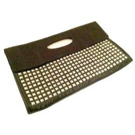 Black Clutch Bag Faux Leather Oversized Silver Rivet Studded Handbag