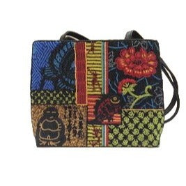 Chico's Beaded Bag Multi colored Soiree handbag Fish Flower Black Shoulder Strap