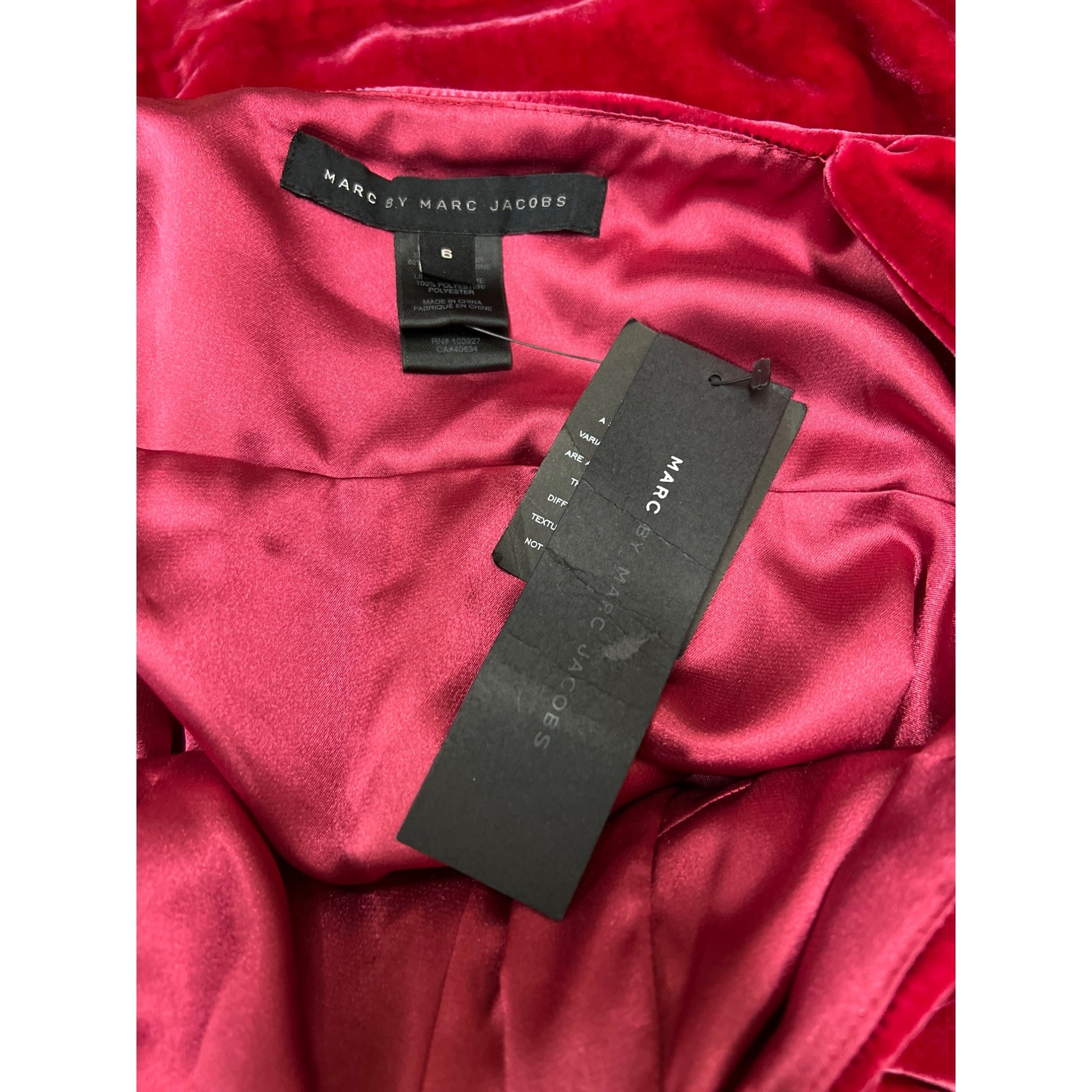 Vintage MJ Marc Jacobs Red Bow Velvet Silk Top
