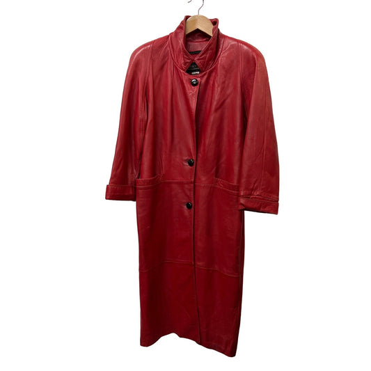 Bruno Ricci Leather Oversized Coat Red Full Jacket