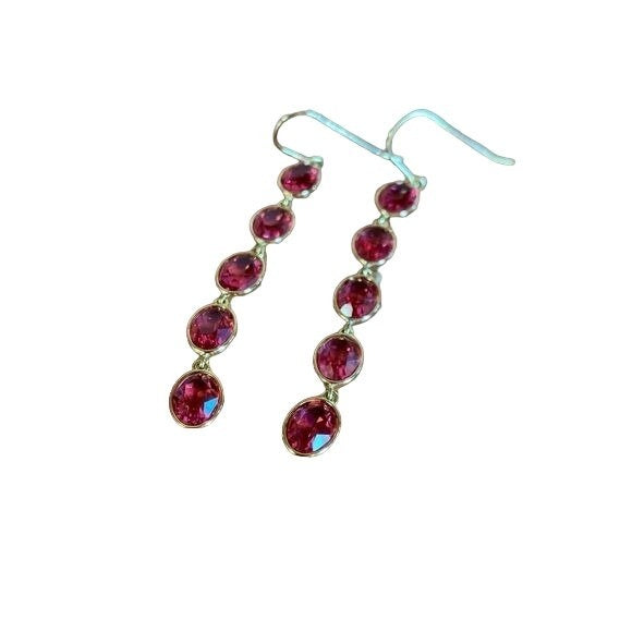 Swarovski Crystal Dangle Drop Earrings - Sparkly Bubble Gum Pink Jewelry