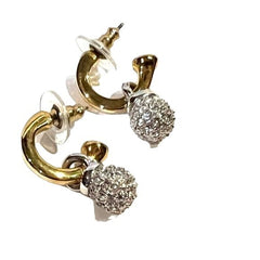 Swarovski Crystal Ball Hoop Earrings - Elegant Gold-Plated Jewelry