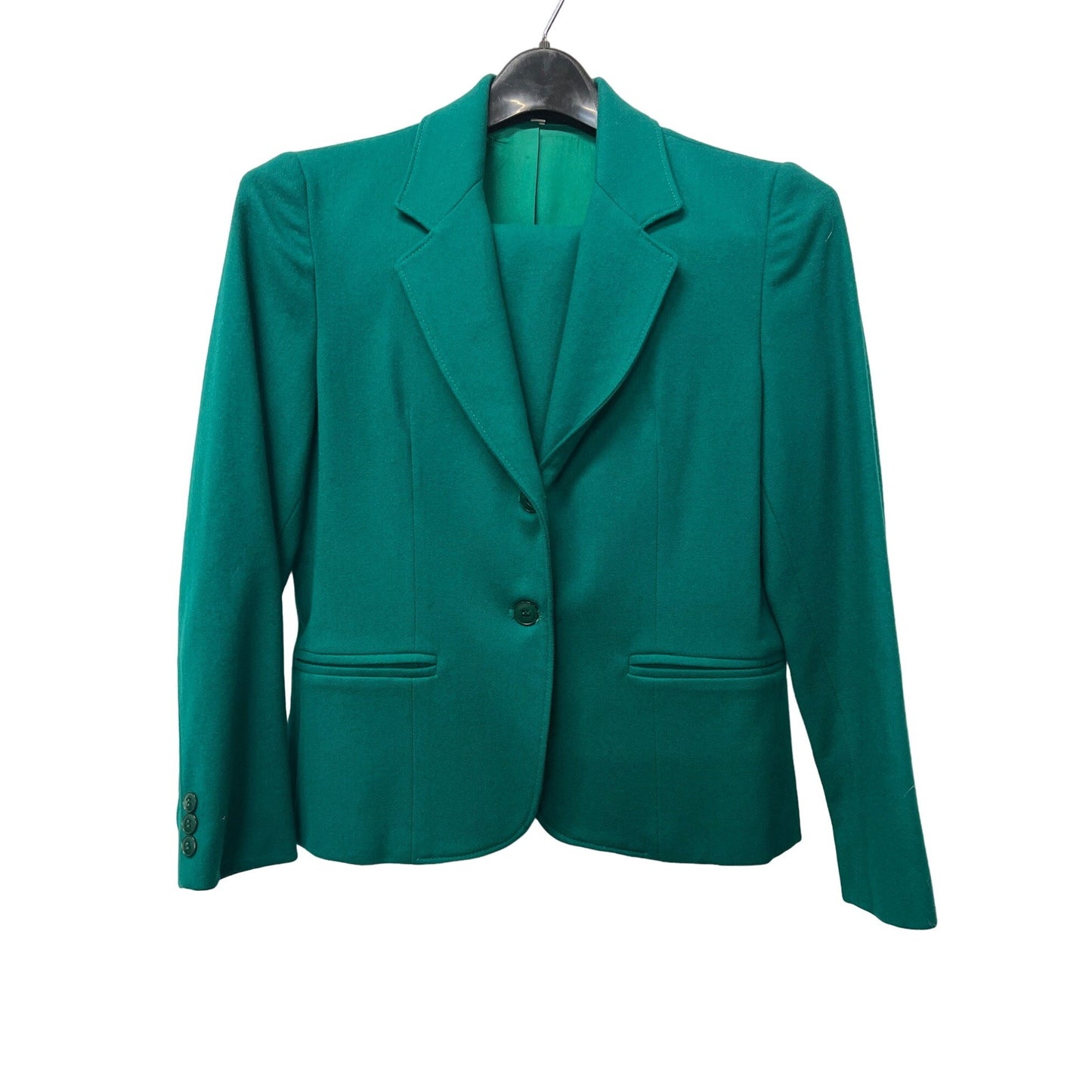 Vintage Andre Barreau New York Green Suit Two-piece Set Skirt Blazer Jacket