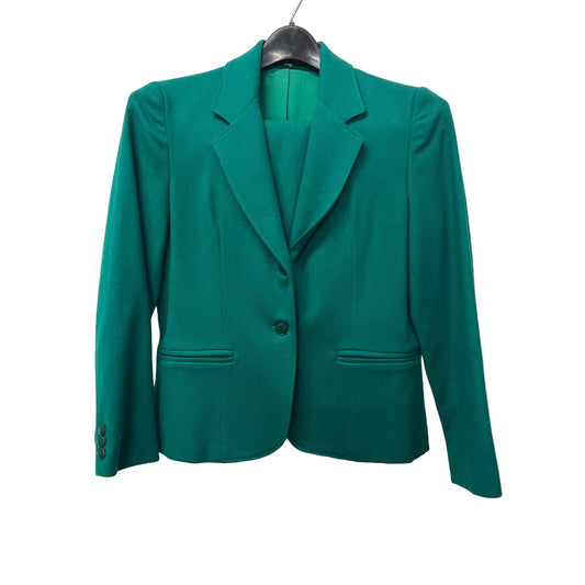 Vintage Andre Barreau New York Green Suit Two-piece Set Skirt Blazer Jacket