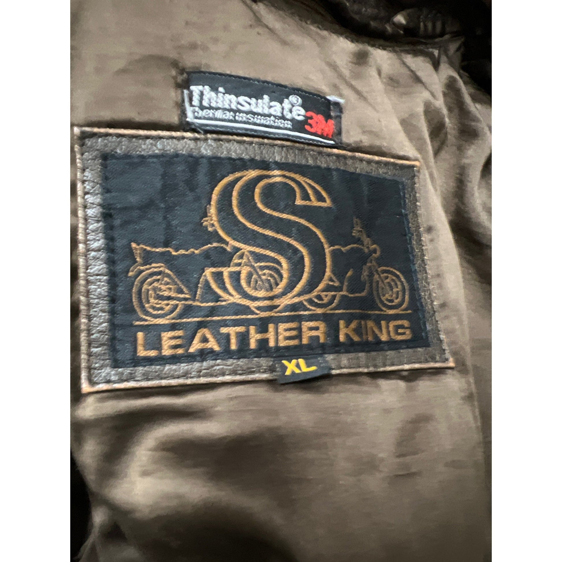 Vintage Leather King Motorcycle Jacket Brown Leather Bomber Biker Coat XL