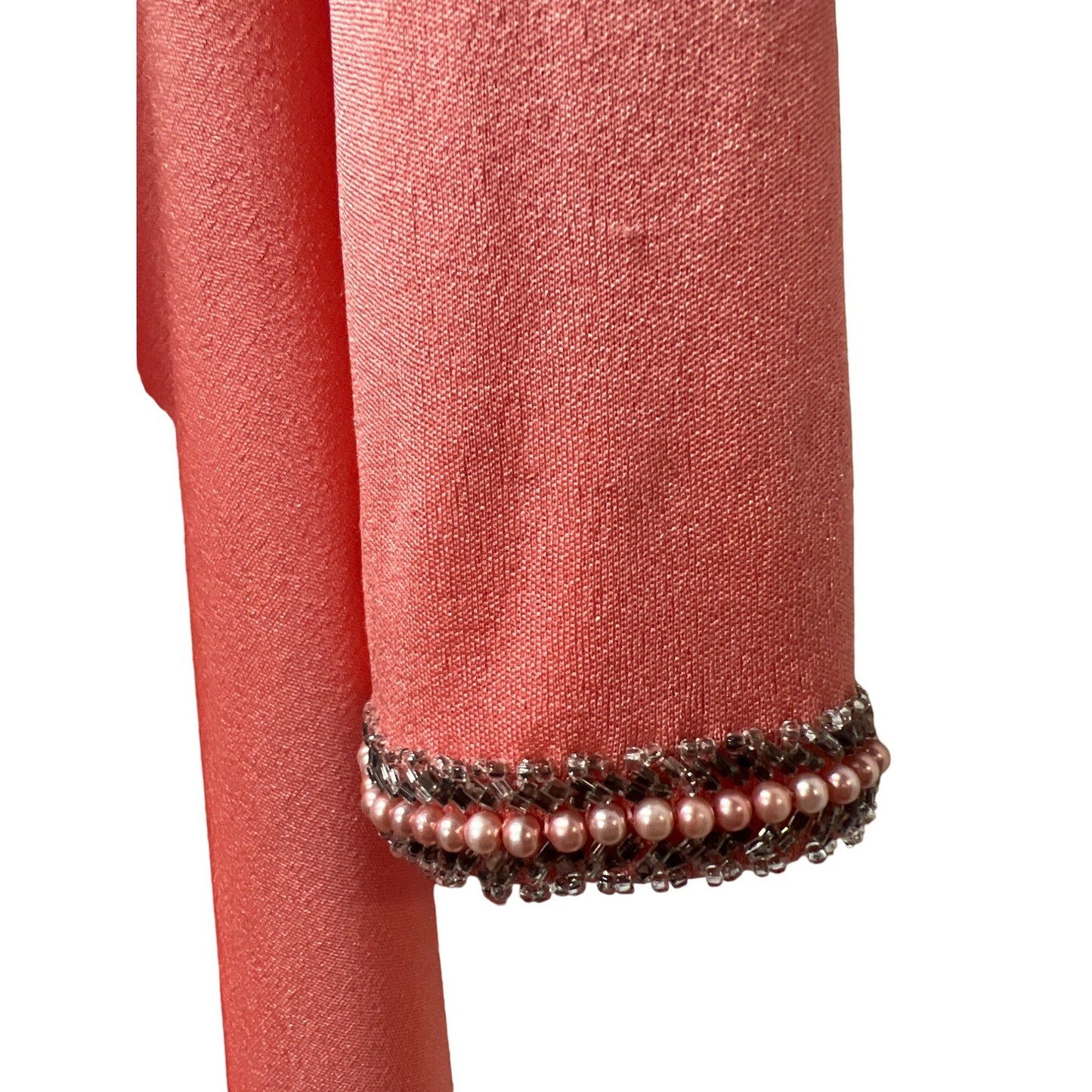 Vintage Jack Brian 1970 Maxi Dress Salmon Pink Beaded Special Evening