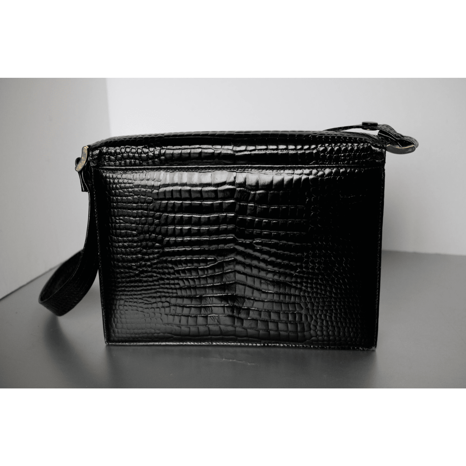 Harrods Black Leather Handbag Wonderful Classic Vintage Purse