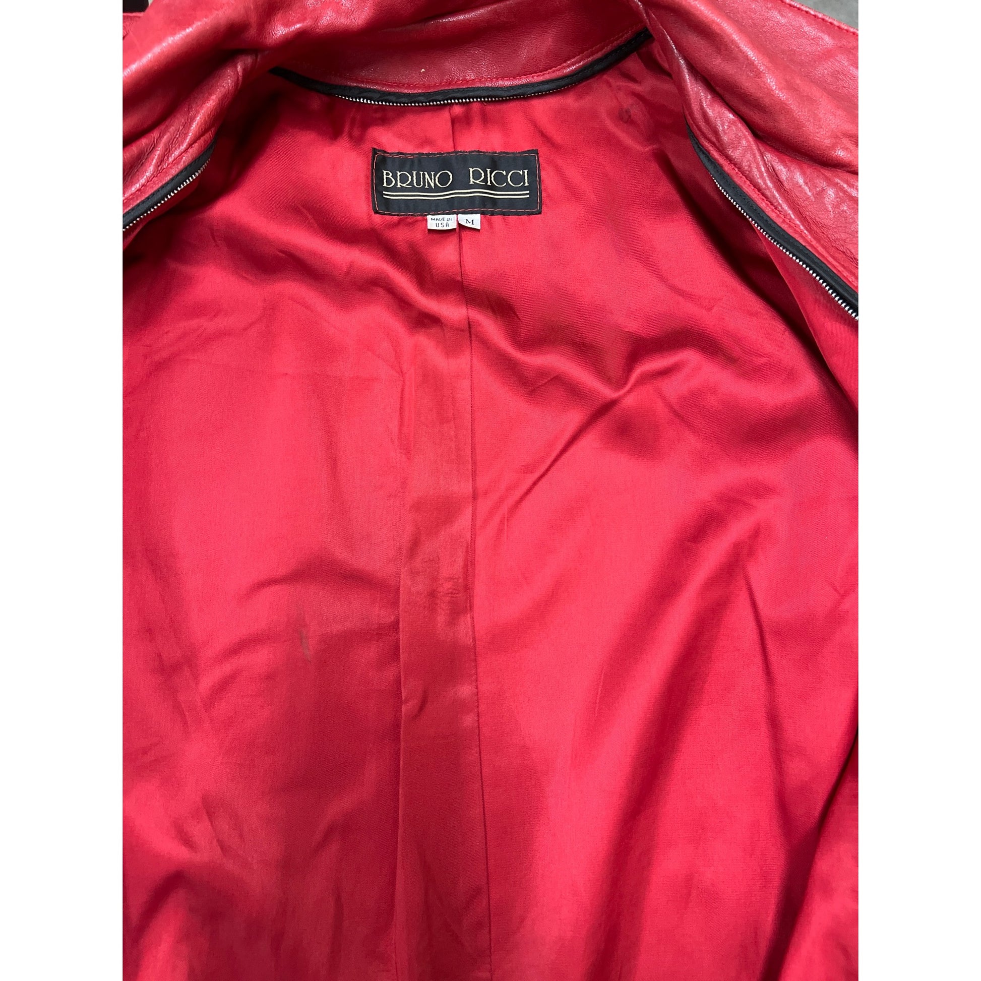 Bruno Ricci Leather Oversized Coat Red Full Jacket