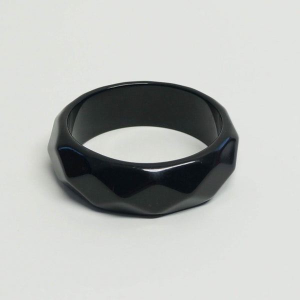 Black Bangle Bracelet Vintage Plastic Jewelry