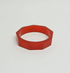 Carved Bakelite Bangle Red Bracelet Vintage Plastic Jewelry