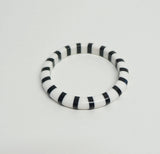 Black and White Stripes Bangle Bracelet Vintage Plastic Jewelry