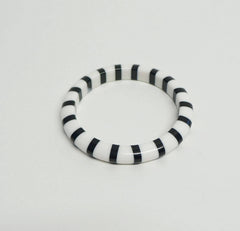 Black and White Stripes Bangle Bracelet Vintage Plastic Jewelry