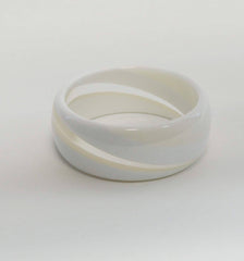 Translucent White Bangle Bracelet Vintage Plastic Jewelry