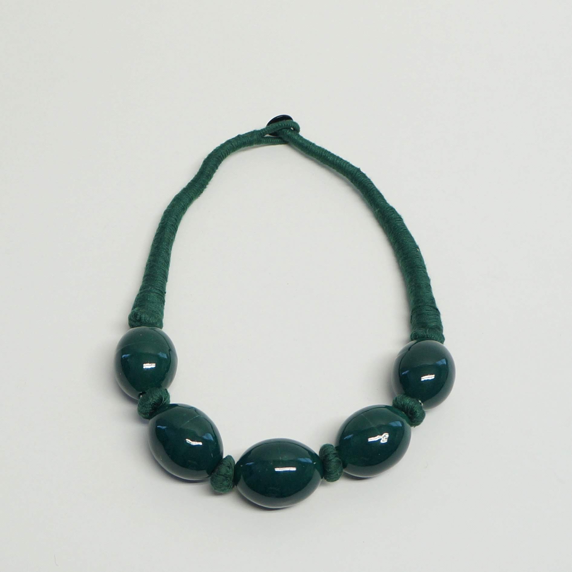 Green Short Necklace Handmade Vintage Jewelry