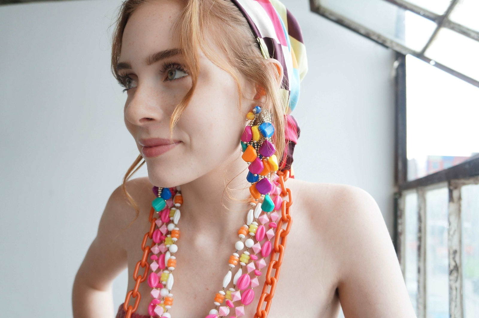 Bold Vintage Jewelry Colorful Plastic Clip on Earrings