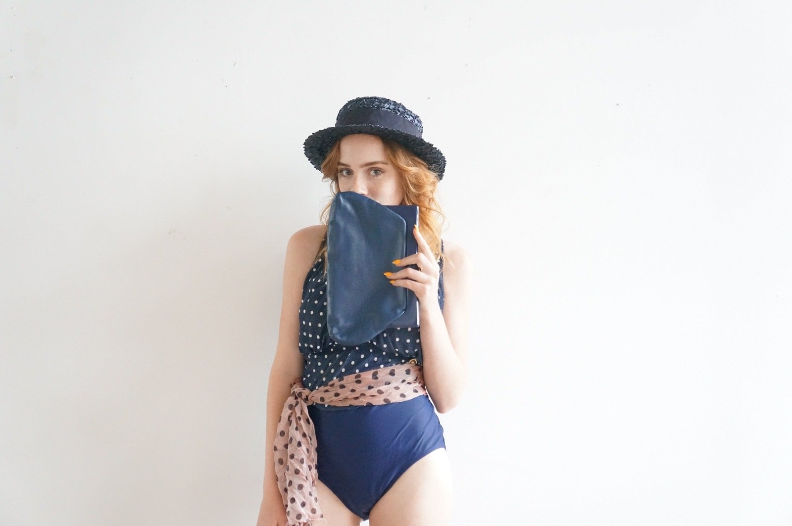 Nude Pink Black Polka Dots Scarf Accessory