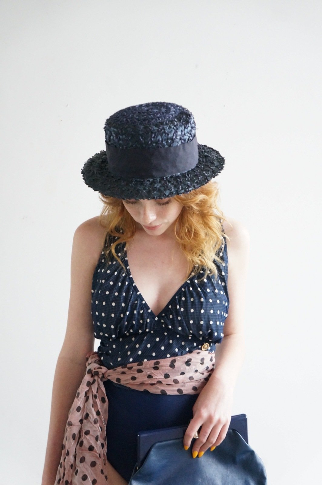 Nude Pink Black Polka Dots Scarf Accessory