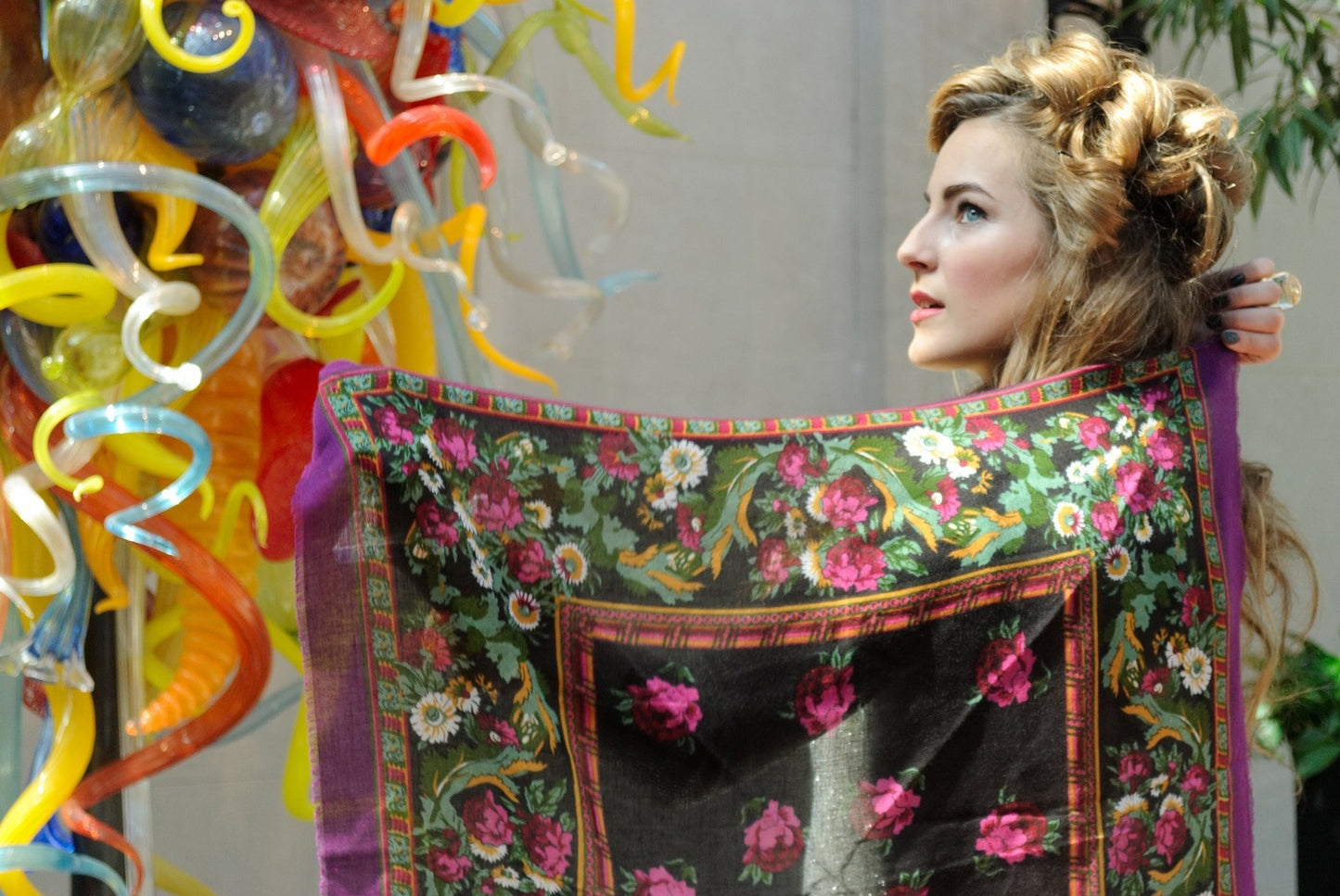 Feminine Florals European Style Wrap Scarf Vintage Accessories
