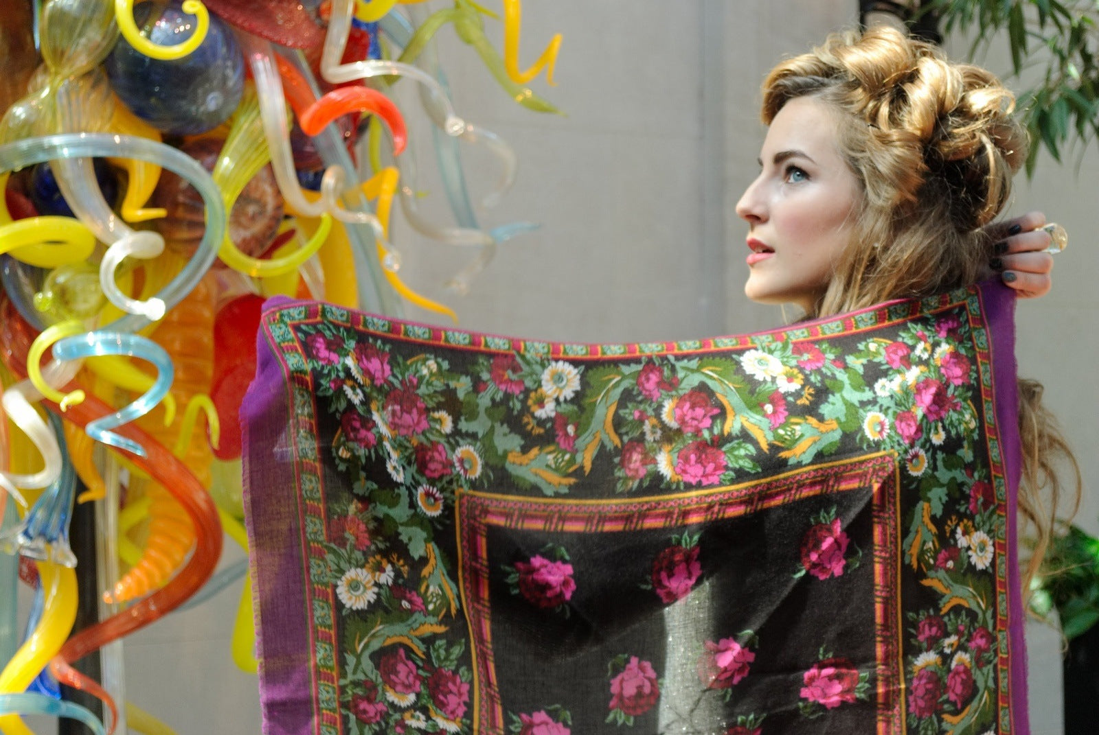 Feminine Florals European Style Wrap Scarf Vintage Accessories