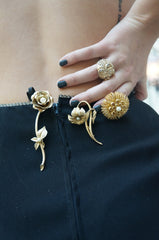 Elegant Floral Pin Pearls Brooch Vintage Jewelry