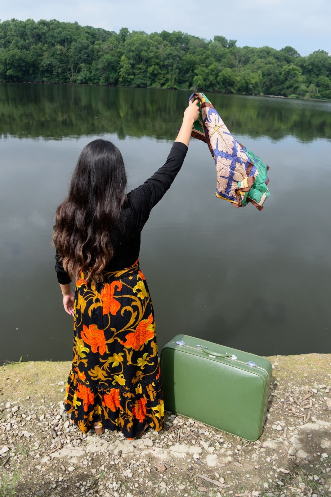 Nature Leafs Print Scarf Vintage Accessories