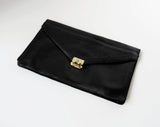 Black Leather Clutch Bag Purse Vintage Accessories