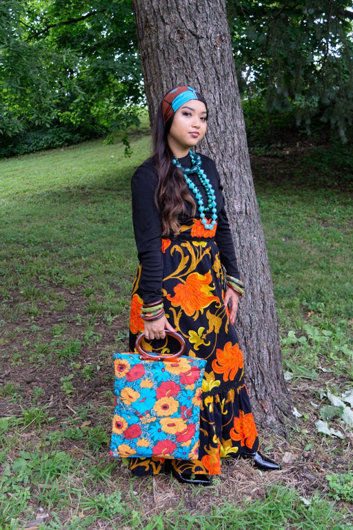 Floral Bold Tote Bag Retro Handbag Vintage Accessories