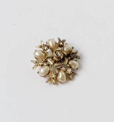 Coro Pearls Floral Pin Brooch Vintage Jewelry