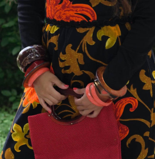 Set 3 Orange Bangle Bracelet Vintage Plastic Jewelry