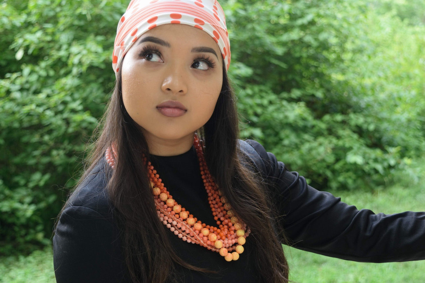 Multi-strands Torsade Orange Necklace Molded Vintage Plastic Jewelry