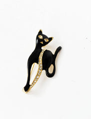 Black Cat Figural Pin Brooch Vintage Jewelry