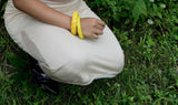 Yellow Bangle Carved Bracelet Vintage Plastic Jewelry