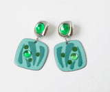 Retro Tin Green Earrings Costume Vintage Jewelry