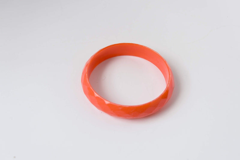 Set 3 Orange Bangle Bracelet Vintage Plastic Jewelry
