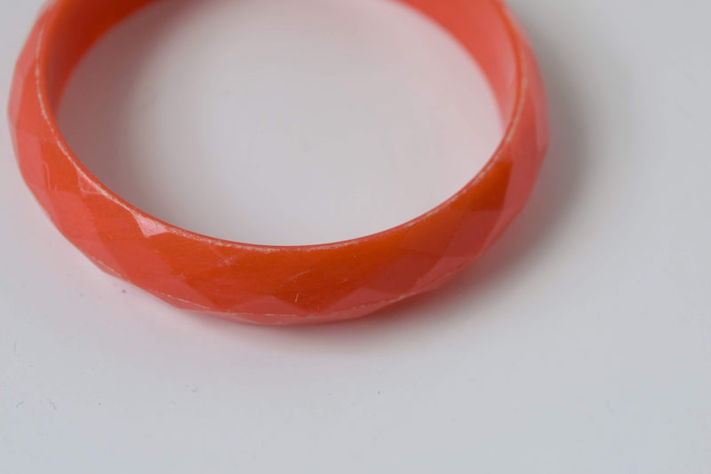 Set 3 Orange Bangle Bracelet Vintage Plastic Jewelry